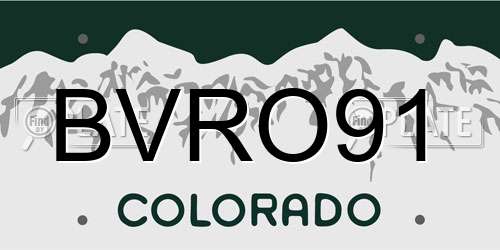 BVRO91 Colorado License Plate