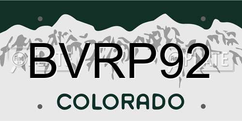 BVRP92 Colorado License Plate