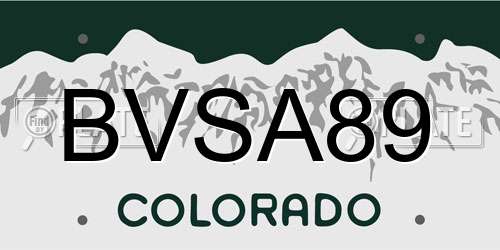 BVSA89 Colorado License Plate