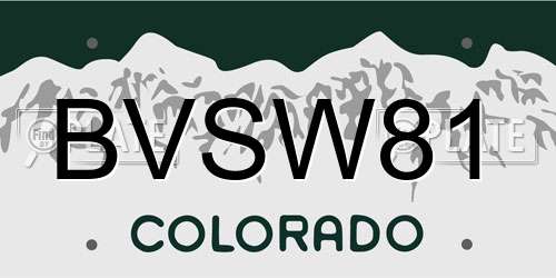 BVSW81 Colorado License Plate