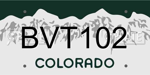 BVT102 Colorado License Plate