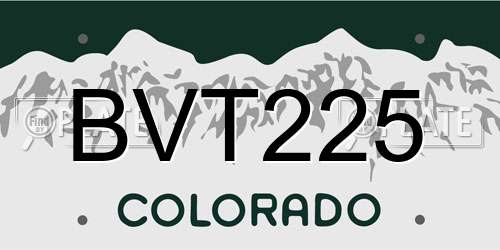BVT225 Colorado License Plate