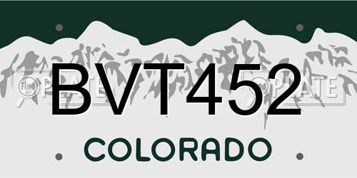 BVT452 Colorado License Plate