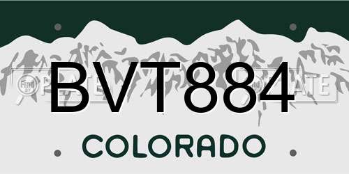BVT884 Colorado License Plate