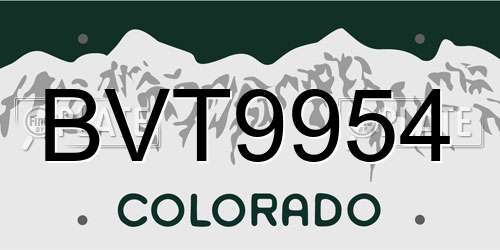 BVT9954 Colorado License Plate