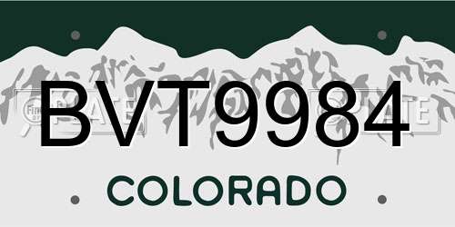 BVT9984 Colorado License Plate
