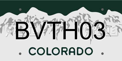 BVTH03 Colorado License Plate