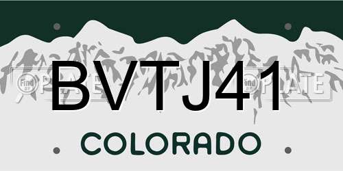 BVTJ41 Colorado License Plate