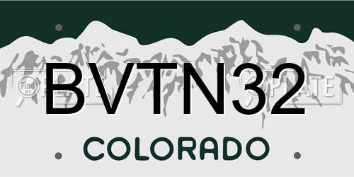 BVTN32 Colorado License Plate