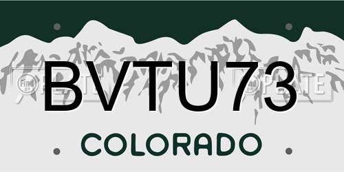 BVTU73 Colorado License Plate
