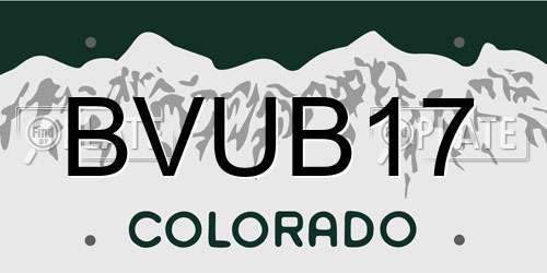 BVUB17 Colorado License Plate