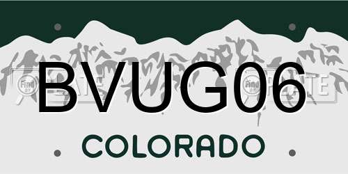 BVUG06 Colorado License Plate