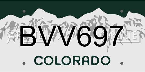BVV697 Colorado License Plate