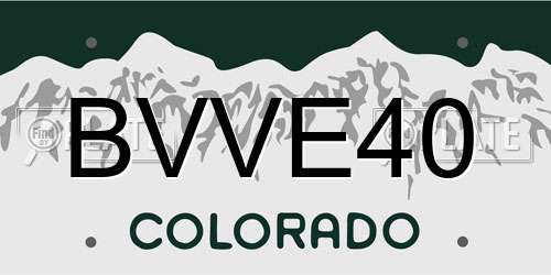 BVVE40 Colorado License Plate