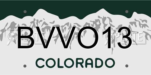 BVVO13 Colorado License Plate