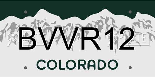BVVR12 Colorado License Plate