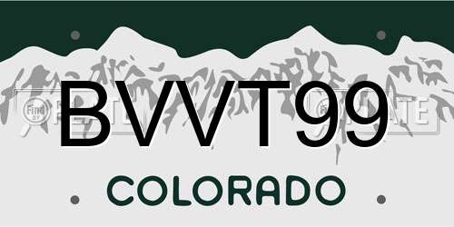 BVVT99 Colorado License Plate