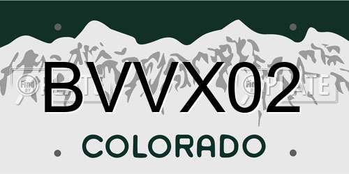 BVVX02 Colorado License Plate