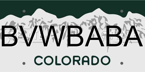 BVWBABA Colorado License Plate