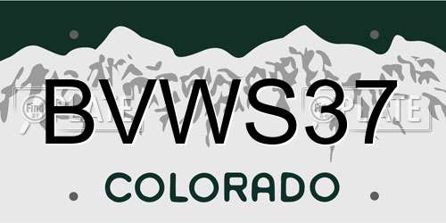 BVWS37 Colorado License Plate
