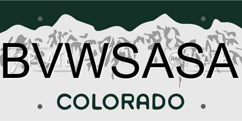 BVWSASA Colorado License Plate