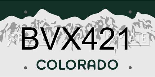 BVX421 Colorado License Plate