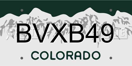 BVXB49 Colorado License Plate
