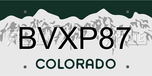 BVXP87 Colorado License Plate
