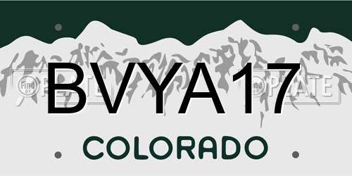 BVYA17 Colorado License Plate
