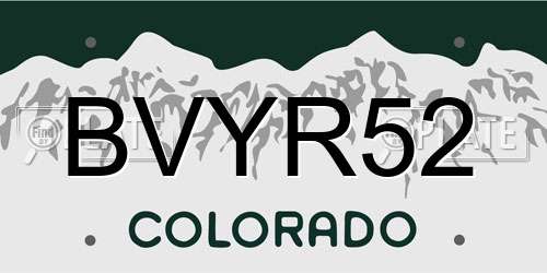BVYR52 Colorado License Plate