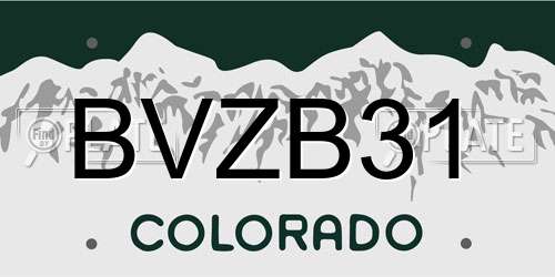 BVZB31 Colorado License Plate
