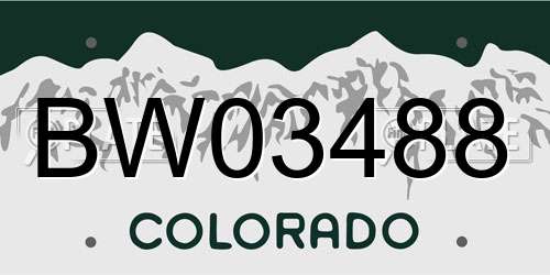 BW03488 Colorado License Plate