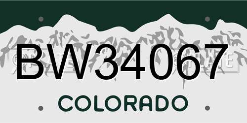 BW34067 Colorado License Plate