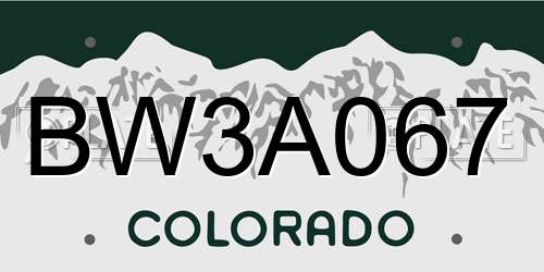 BW3A067 Colorado License Plate