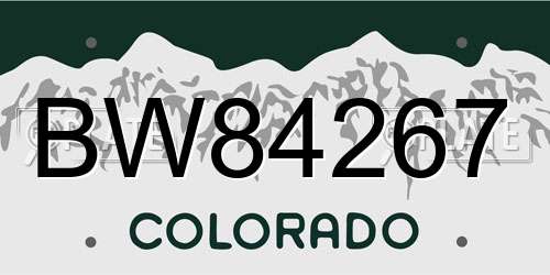BW84267 Colorado License Plate