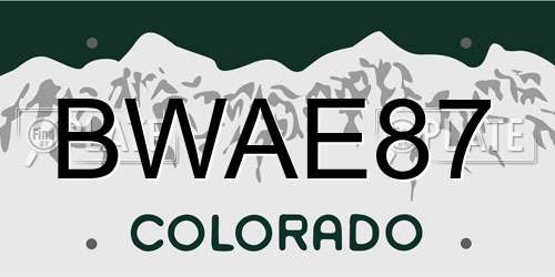 BWAE87 Colorado License Plate