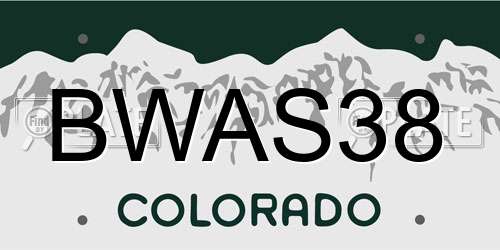 BWAS38 Colorado License Plate