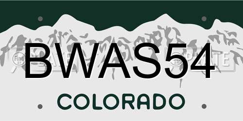 BWAS54 Colorado License Plate