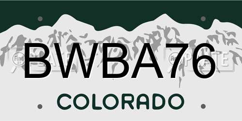 BWBA76 Colorado License Plate