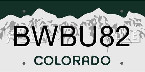 BWBU82 Colorado License Plate