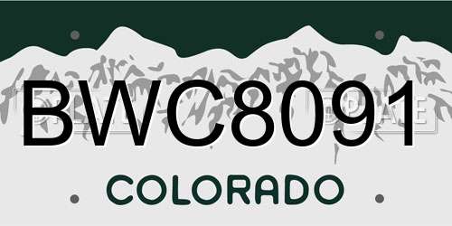 BWC8091 Colorado License Plate