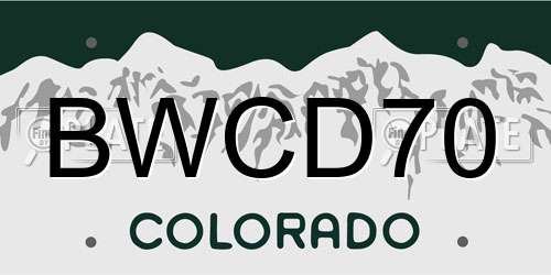 BWCD70 Colorado License Plate