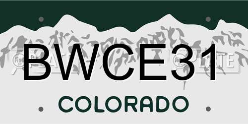 BWCE31 Colorado License Plate