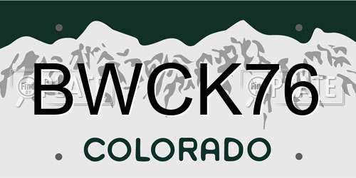 BWCK76 Colorado License Plate