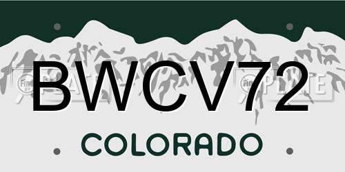 BWCV72 Colorado License Plate