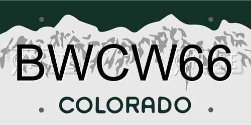 BWCW66 Colorado License Plate