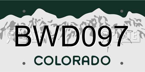 BWD097 Colorado License Plate