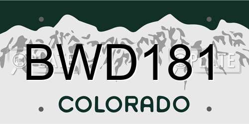 BWD181 Colorado License Plate