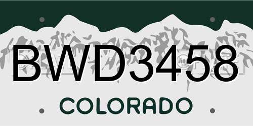 BWD3458 Colorado License Plate