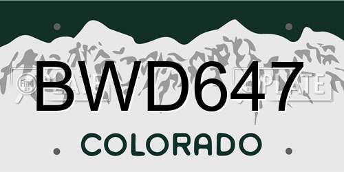 BWD647 Colorado License Plate